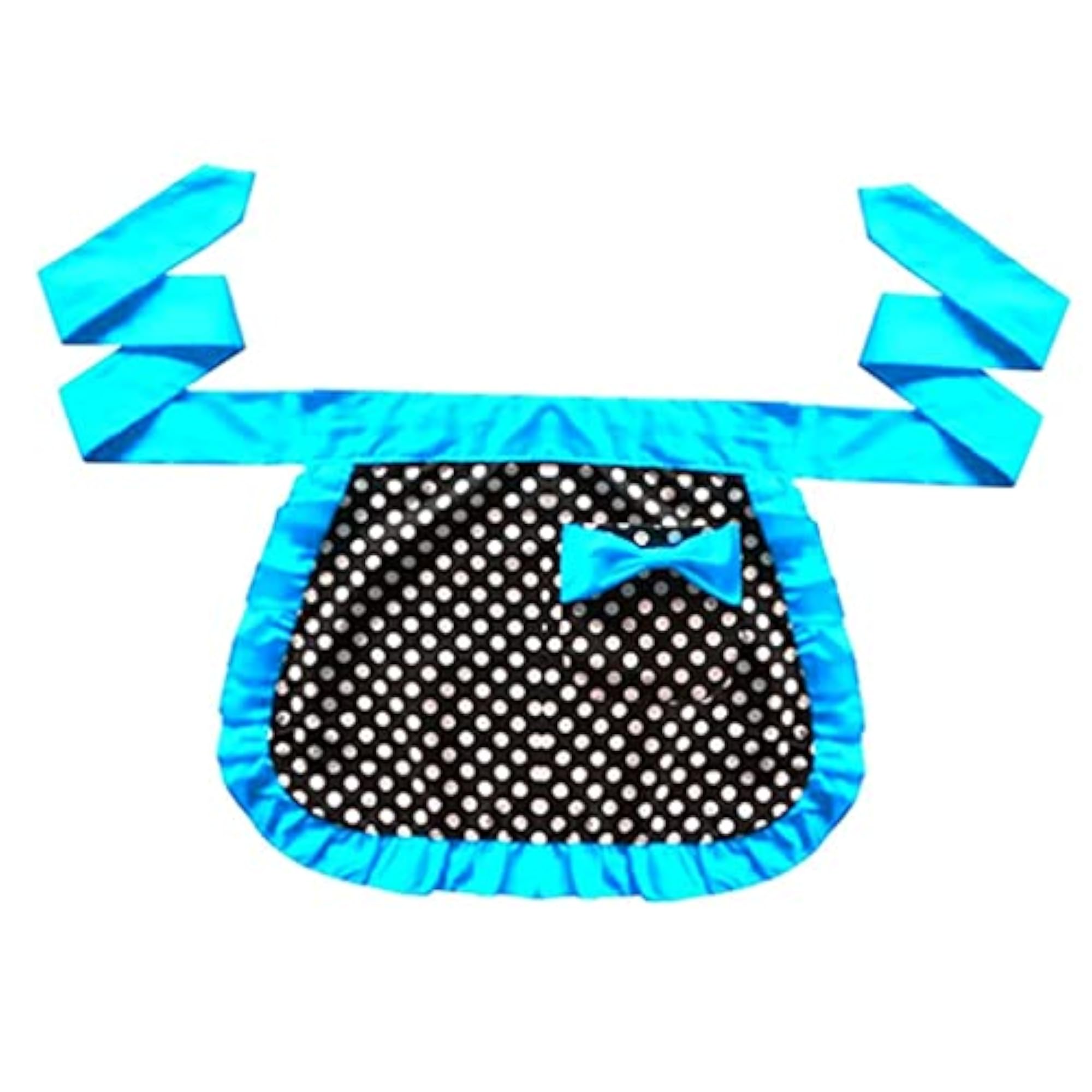 Short Cotton Waist Serving Apron with Bowknot, Blue